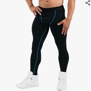 Celestial Bodiez - Men's Leggings - Lunar Black With Blue